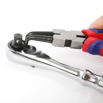 WORKPRO WP231151 180MM CR-V Eğri Uçlu Yaylı Profesyonel Dış Segman Pensesi