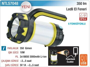 NT Lights NTLS7048 Ledli El Feneri 350 Lümen + IPX4