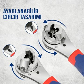 WORKPRO WP272063 7-22mm CR-V Profesyonel Ayarlanabilir 200mm Cırcır Anahtar