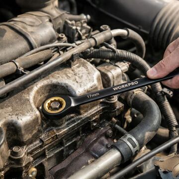 WORKPRO WP202602 8-19mm 9 Parça CR-V Profesyonel Cırcır Kombine Anahtar Takımı + Bez Taşıma Kılıfı