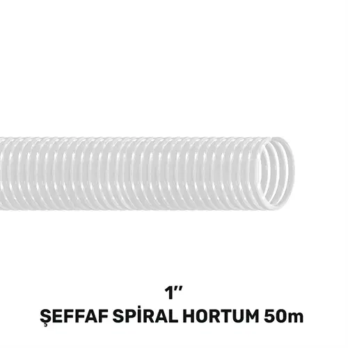 1'' ŞEFFAF LAVABO&SİFON SPİRAL HORTUM 50 MT