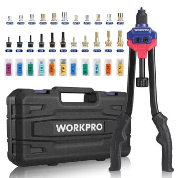 WORKPRO WP200532 400mm INC/MM Ağır Hizmet Kollu Somun Perçinleme Tabancası + 185 Adet Perçin