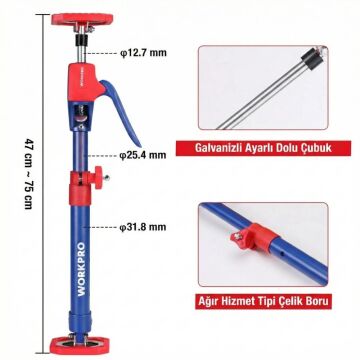 WORKPRO WP289036 47-75cm 70Kg Teleskobik Mandallı Ayarlanabilir 2’Li Çelik Destek Direği + Taşıma Çantası