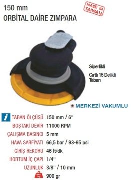 YAMA AT-7050 Havalı Orbital Daire Zımpara Makinesi 150mm