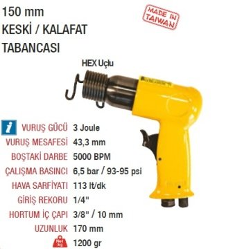 YAMA AT-2010 Havalı Keski Kalafat Tabancası 150mm