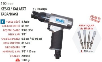 YAMA AT-2361 Havalı Keski Kalafat Tabancası 190mm