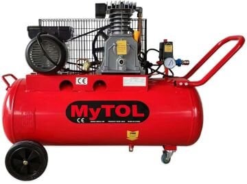 MY TOL MY14302 - 100 Litre İtalyan Kafa Tip Çift Piston Hava Kompresörü 2 HP