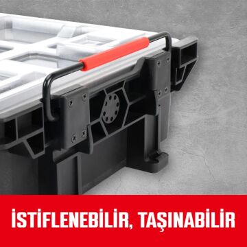 WORKPRO WP283029 24Lt 12 Gözlü Şeffaf Kapaklı İstiflenebilir 56x35x12,5cm Profesyonel Organizer Takım Çantası