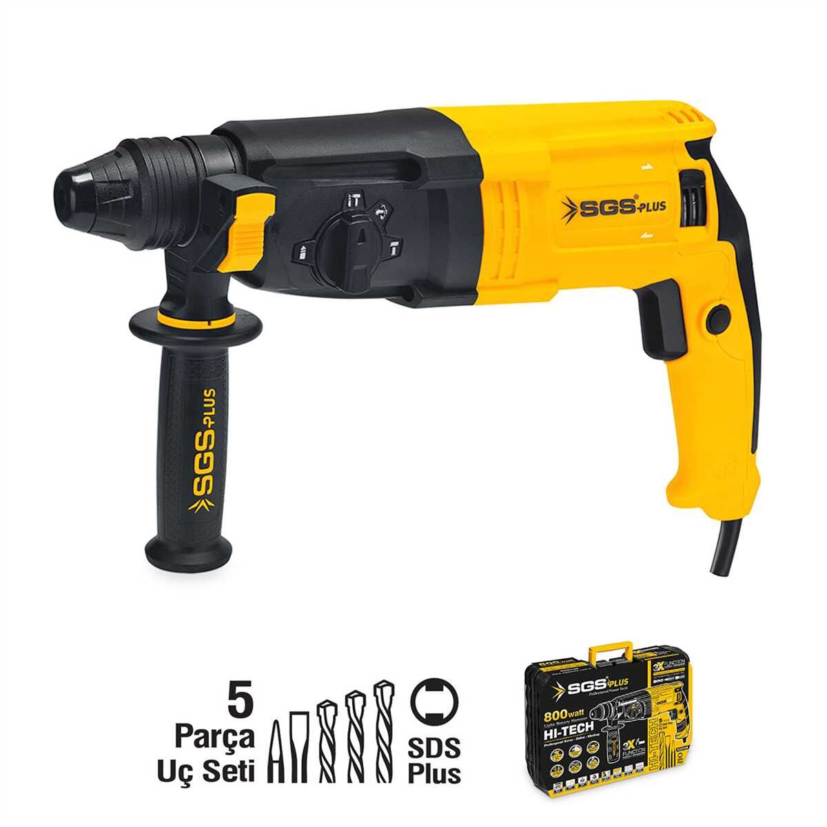 SGS5179 - SDS Plus Kırıcı Delici Matkap Seti 26mm - 3 Joule - 800 Watt - 3.1 KG
