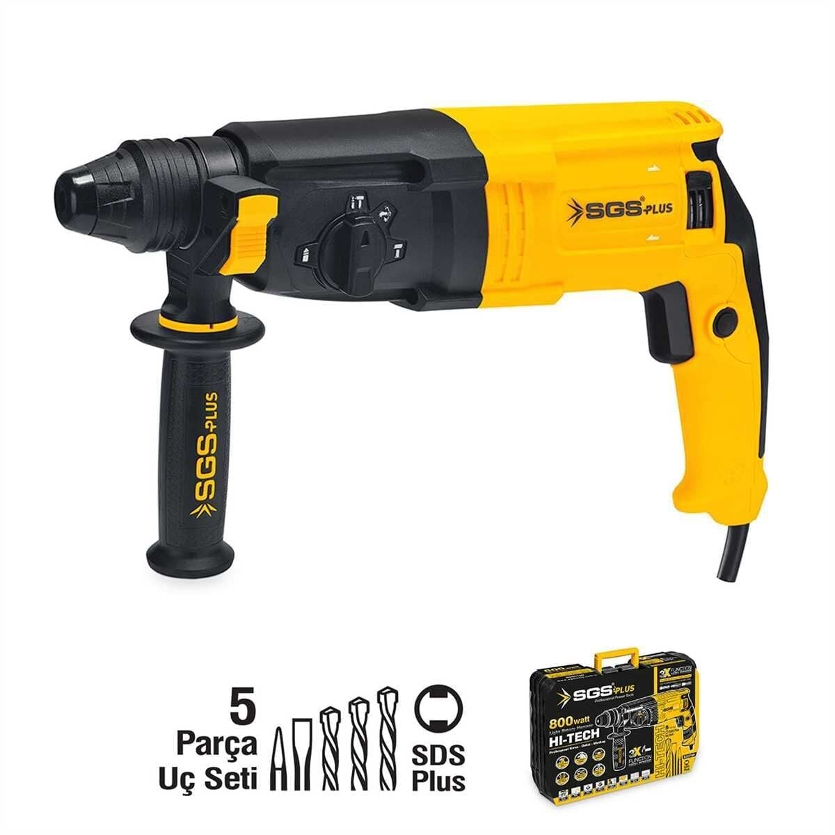 SGS5179 - SDS Plus Kırıcı Delici Matkap Seti 26mm - 3 Joule - 800 Watt - 3.1 KG