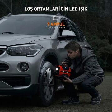 KOBB KB301 12Volt 220Volt 150 PSI Ayarlanabilir Dijital Basınç Göstergeli Lastik ve Yatak Şişirme Pompası