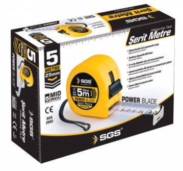 SGS2002 - Plastik Kasa Çelik Şerit Metre - 5 Metre x 25mm