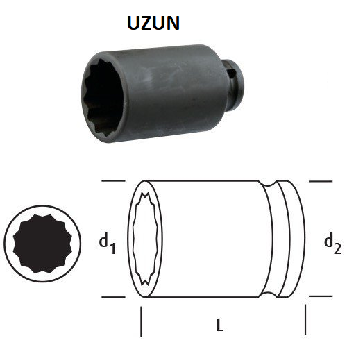 OSAKA Havalı Yıldız Lokma Ucu Uzun 1/2''