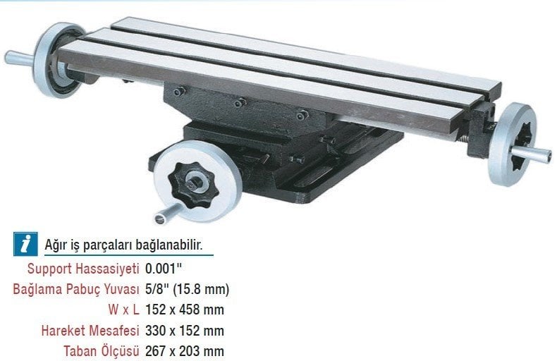 DW Uzun Tablalı Hareketli Support Mengene / 152 x 458 mm