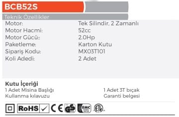 MAX EXTRA BCB52S - EURO V(5) Motor Benzinli OT Biçme Yan Tırpanı