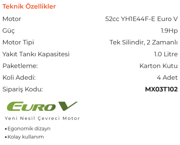 MAX EXTRA BCB52FS - EURO V(5) Motor Benzinli OT Biçme Sırt Tipi Tırpan