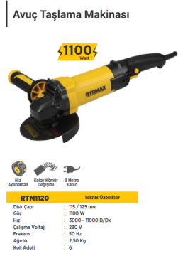 RTR Max Avuç Taşlama Makinası 125mm (1100 Watt)