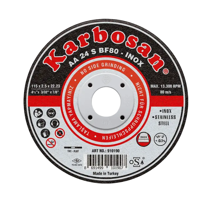 KARBOSAN 115 x 1.0 x 22 İnox Kesme Taşı  (Paslanmaz Çelik İnce Kesme Diski)