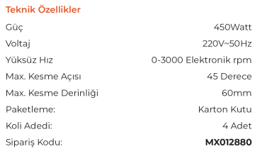 MAX EXTRA MX2880 - Elektronik Devirli Planya Makinesi 450 Watt