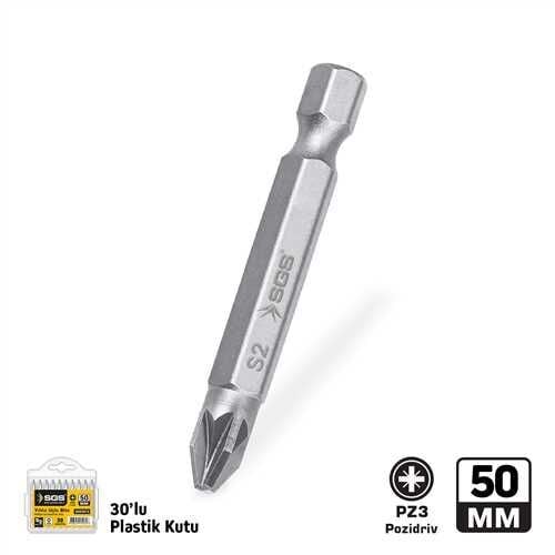 SGS3949 - POZİDRİV UÇLU BİTS S2 PZ3*50mm Sand-Pro Series