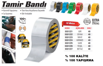 SGS1222 Branda Çadır Tamir Bandı 48mm x 10 Metre - SİYAH