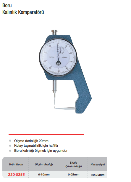 WERKA Boru Kalınlık Komparatörü 0-10mm