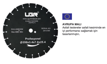 UGR Asfalt Kesme Testeresi Sulu ve Kuru Kesme