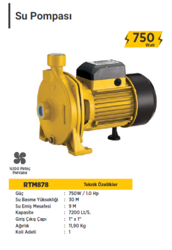 RTR Max Su Pompası 750 W / 1.0 HP