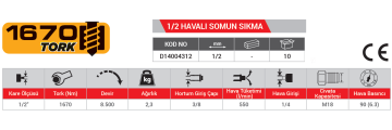 DHT D14004312 - 1/2 Havalı Somun Sıkma Tabancası 1670 Nm