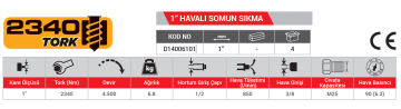 DHT D14006101 - 1'' Havalı Somun Sıkma Tabancası 2340 Nm