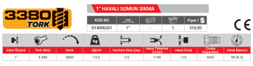 DHT D14006201 - 1'' Uzun Havalı Somun Sıkma Makinesi 3380 Nm