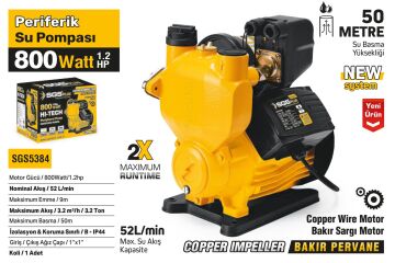 SGS5384 - PERİFERİK SU POMPASI 800 WATT 1.2 HP - 50 METRE - BAKIR SARGI
