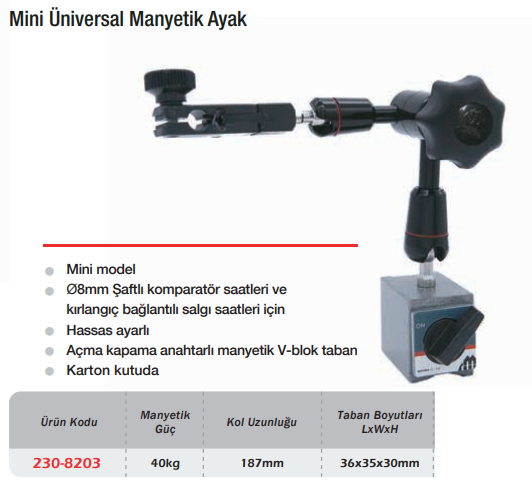 WERKA 230-8203 Mini Üniversal Manyetik Ayak 40kg