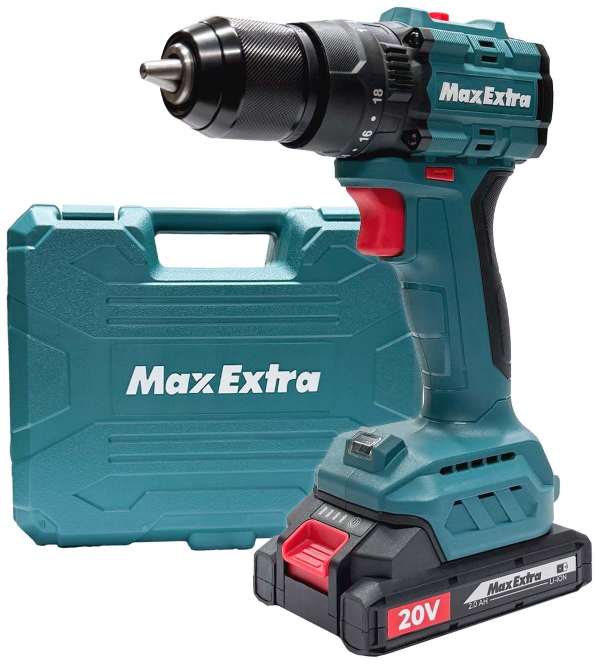 MAX EXTRA MXP2960D - 20 Volt 2 Amper 65 Nm Akülü Darbeli Matkap Seti Kömürsüz Motor