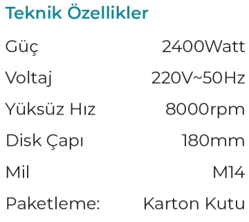 MAX EXTRA MXP21400 - Profesonel Elektrikli Avuç Taşlama Makinesi 180mm