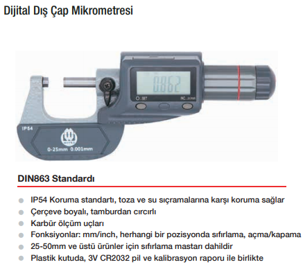 WERKA Dijital Dış Çap Mikrometresi
