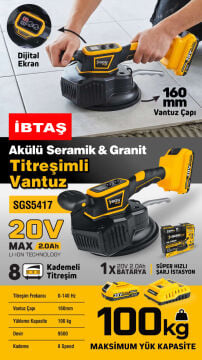 SGS5417 - 100 KG AKÜLÜ SERAMİK GRANİT TİTREŞİMLİ VANTUZ 20 VOLT 2 AMPER