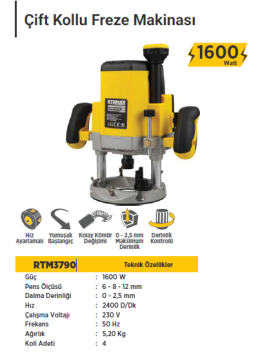 RTR Max Çift Kollu Freze Makinası 1600 Watt