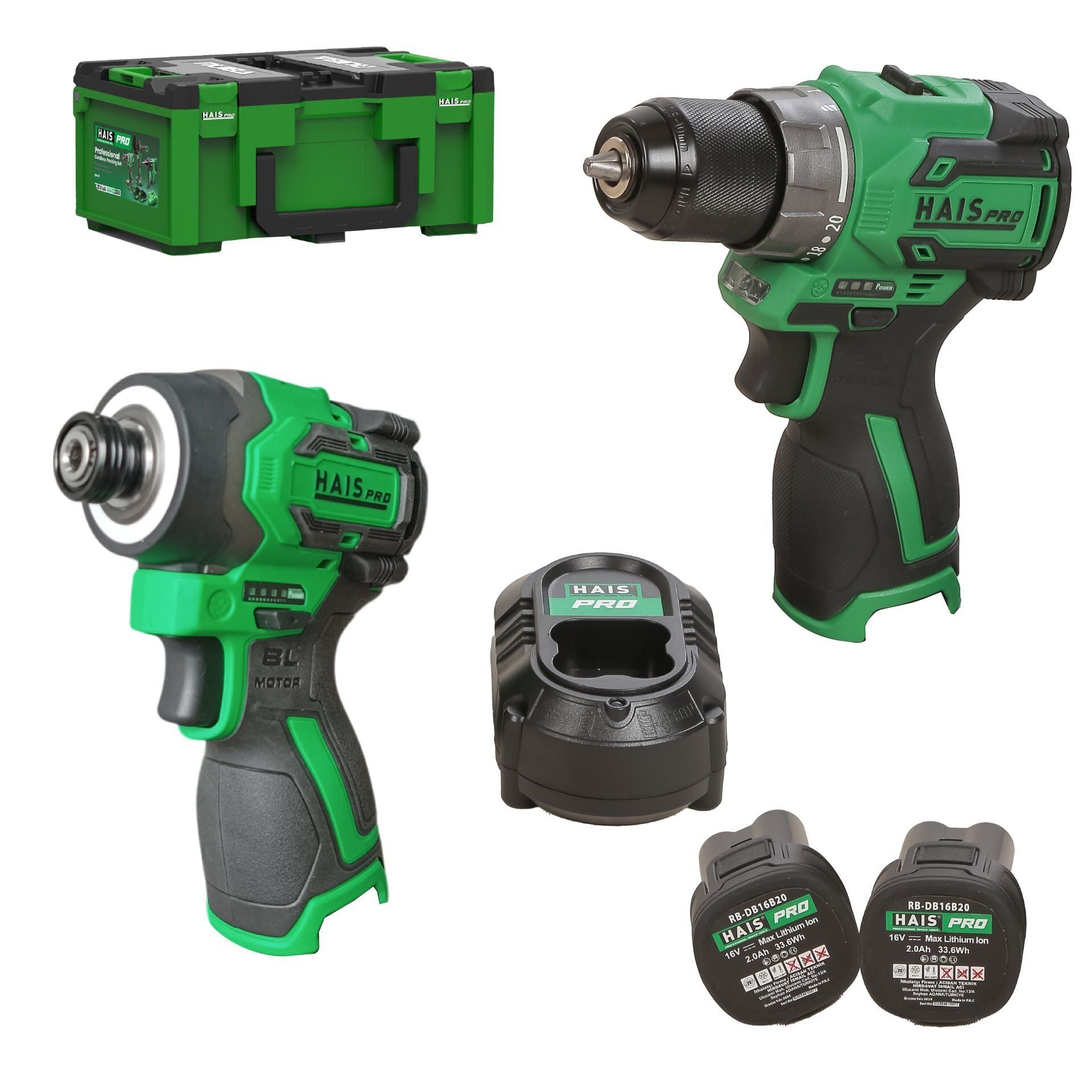 HaisPro (RB-03) -  2'Lİ SET - 16 Volt 2 Amper Profesyonel Akülü EL Aletleri Seti