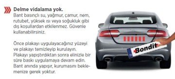BONDİT Plaka Yapıştırma Bandı - 95 mm x 30 mm ( 100 Adet )
