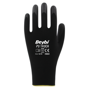 BEYBİ Pu Touch Siyah Poliüretan Kaplı Polyester Eldiven