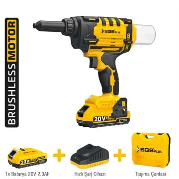 SGS5465 - 2.4 - 5mm - Akülü Perçin Tabancası Makinası 20 Volt 2 Amper ( Kömürsüz Motor)