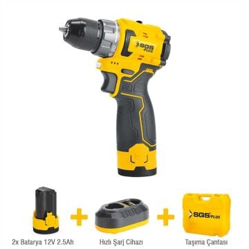 SGS5080 - 40 Nm - 12 Volt - 2.5 Amper Akülü Vidalama Seti Çift Akülü - Metal Mandren