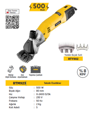 RTRMAX Rtm923 Koyun Kırkma Makinesi 500 Watt