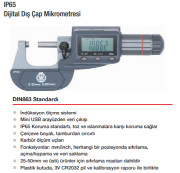 WERKA IP65 Dijital Dış Çap Mikrometresi