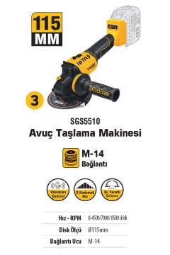 SGS5450 - 20 Volt 4 Amper Akülü Vidalama Matkap - Kırıcı Delici - Avuç Taşlama Combo Set 3 Parça
