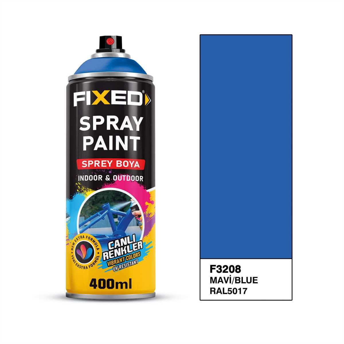 FiXED - RAL5017 Mavi Parlak Akrilik Sprey Boya 400 ML - 12 Adet - Koli Fiyatı