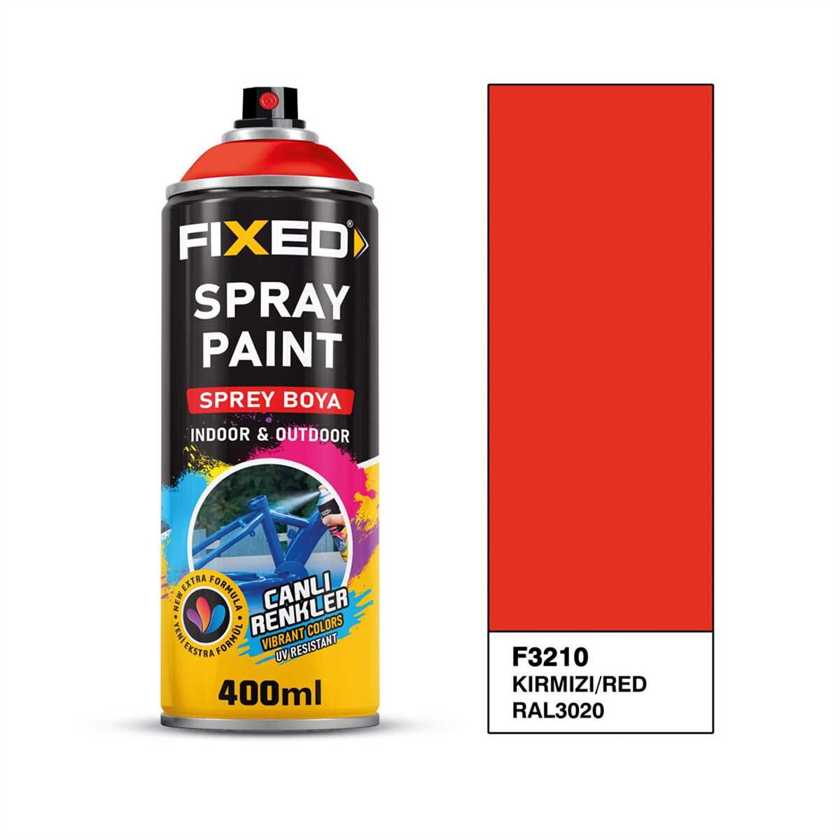 FiXED - RAL3020 Trafik Kırmızı Akrilik Sprey Boya 400 ML - 12 Adet - Koli Fiyatı