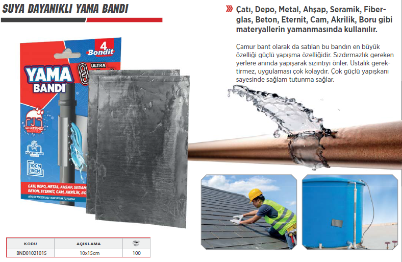 BONDİT Suya Dayanıklı Yama Bandı 10x15cm (100 Adet)