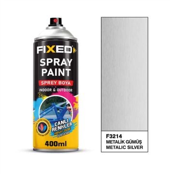 FiXED - Metalik Gümüş Akrilik Sprey Boya 400 ML - 12 Adet - Koli Fiyatı